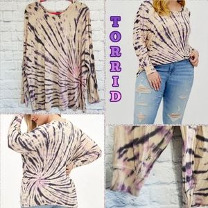 Torrid Super Soft Knits Long Sleeve Tie Dye Dolman Top Plus Size 2X Shirt New